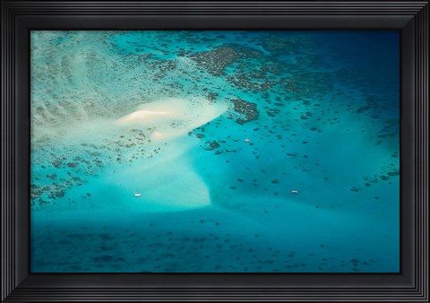 Framed Upolu Cay and Dive Boats, Great Barrier Reef Marine Park, Australia Print