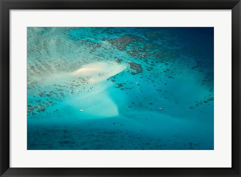 Framed Upolu Cay and Dive Boats, Great Barrier Reef Marine Park, Australia Print