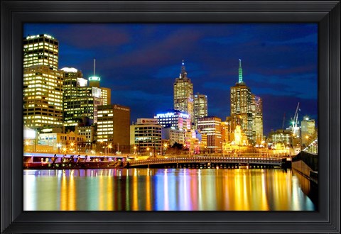 Framed Nighttime View, Melbourne, Australia Print