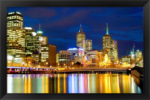 Framed Nighttime View, Melbourne, Australia Print