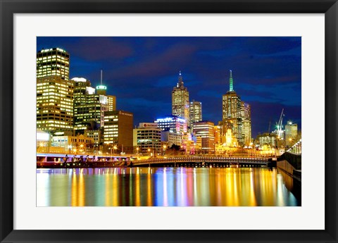 Framed Nighttime View, Melbourne, Australia Print