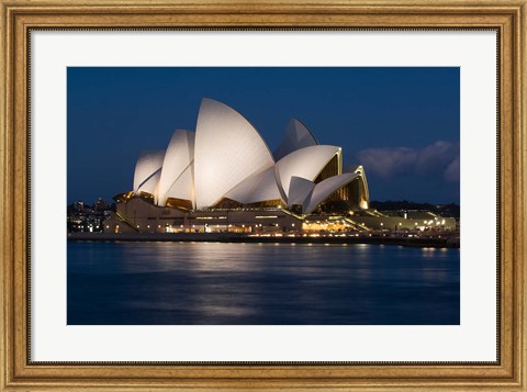 Framed Australia, Sydney Opera House at night on waterfront Print