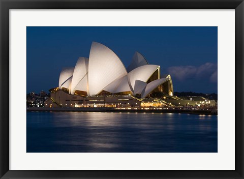 Framed Australia, Sydney Opera House at night on waterfront Print