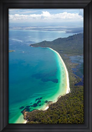Framed Hazards Beach Coastline, Freycinet, Tasmania, Australia Print