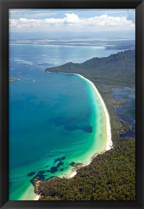 Framed Hazards Beach Coastline, Freycinet, Tasmania, Australia Print