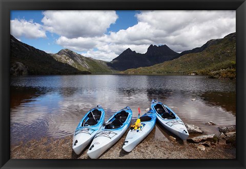 Framed Kayaks, Cradle Mountain and Dove Lake, Western Tasmania, Australia Print