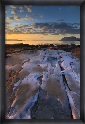 Framed Summer evening looking out over Vagsfjorden, Troms County, Norway Print