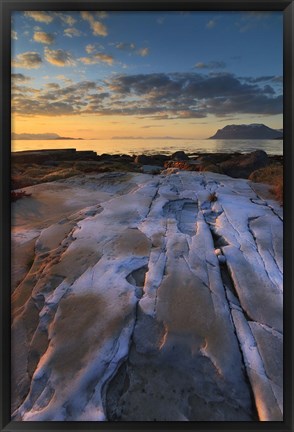 Framed Summer evening looking out over Vagsfjorden, Troms County, Norway Print
