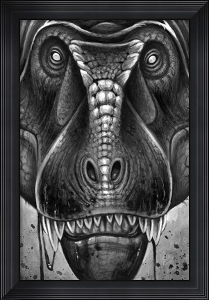 Framed Tyrannosaurus Rex in Black &amp; White Print