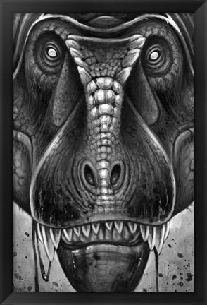 Framed Tyrannosaurus Rex in Black &amp; White Print