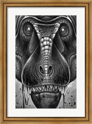 Framed Tyrannosaurus Rex in Black &amp; White Print