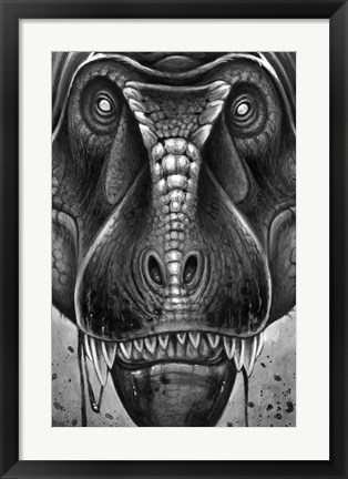 Framed Tyrannosaurus Rex in Black &amp; White Print