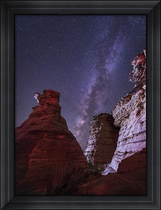 Framed Milky Way  above the Wedding Party Rock Formation, Oklahoma Print