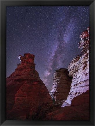 Framed Milky Way  above the Wedding Party Rock Formation, Oklahoma Print