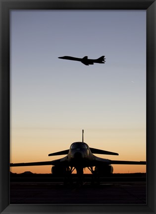 Framed B-1B Lancer Takes Off at Sunset from Dyess Air Force Base, Texas Print