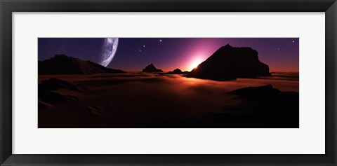 Framed View of an Alien Sunset from High Above the Clouds Print