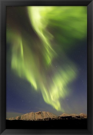 Framed Aurora Borealis over Emerald Lake, Carcross, Yukon, Canada Print