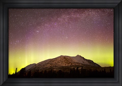 Framed Aurora Borealis, Comet Panstarrs and Milky Way over Yukon, Canada Print
