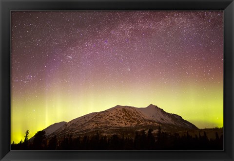 Framed Aurora Borealis, Comet Panstarrs and Milky Way over Yukon, Canada Print