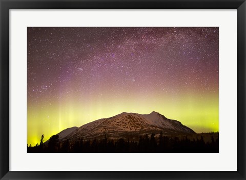 Framed Aurora Borealis, Comet Panstarrs and Milky Way over Yukon, Canada Print