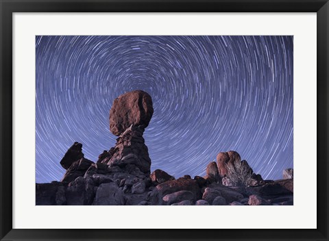 Framed Star trails around the Northern Pole Star, Arches National Park, Utah Print