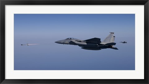 Framed F-15 Eagle Fires an AIM-9 Missile Print