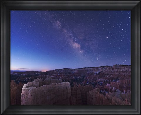 Framed Milky Way over the Needle Rock Formations of Bryce Canyon, Utah Print