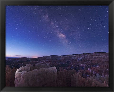 Framed Milky Way over the Needle Rock Formations of Bryce Canyon, Utah Print