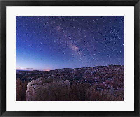 Framed Milky Way over the Needle Rock Formations of Bryce Canyon, Utah Print