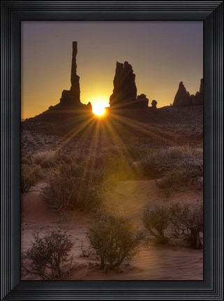Framed Sunburst through the Totem Polein Monument Valley, Utah Print