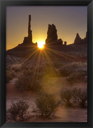 Framed Sunburst through the Totem Polein Monument Valley, Utah Print