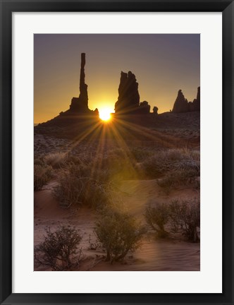 Framed Sunburst through the Totem Polein Monument Valley, Utah Print