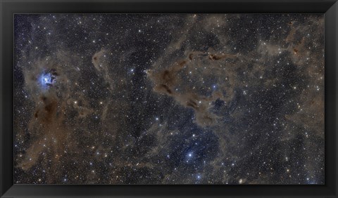 Framed Iris Nebula and Dusty Region in Cepheus constellation Print