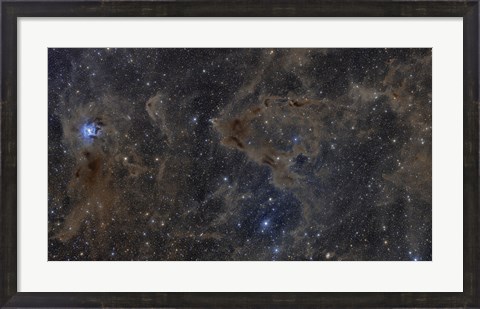Framed Iris Nebula and Dusty Region in Cepheus constellation Print