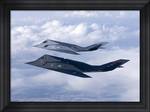 Framed Two F-117 Nighthawk Stealth Fighters Print