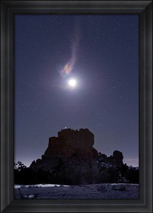 Framed Moon Diffraction over Malpais Monument Rock, New Mexico Print