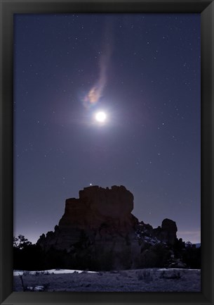 Framed Moon Diffraction over Malpais Monument Rock, New Mexico Print