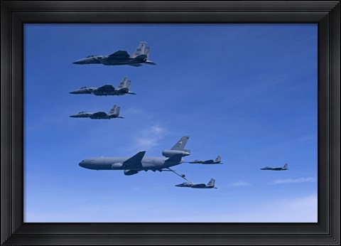 Framed Six F-15 Eagles Refuel from a KC-10 Extender Print