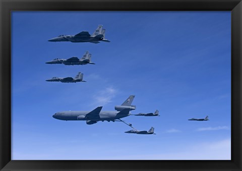 Framed Six F-15 Eagles Refuel from a KC-10 Extender Print