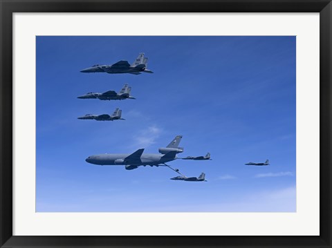 Framed Six F-15 Eagles Refuel from a KC-10 Extender Print