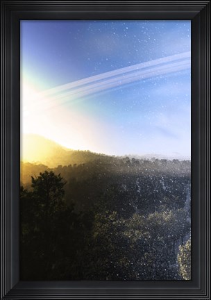 Framed Summer Turns to Winter on a Ringed Alien Planet Print