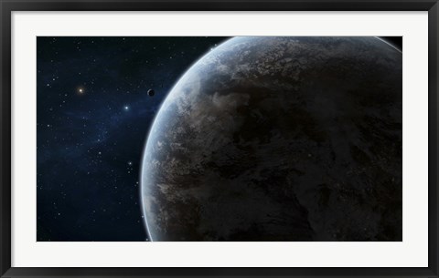 Framed Earth-like Planet in the Middle of a Calm Area of Space Print