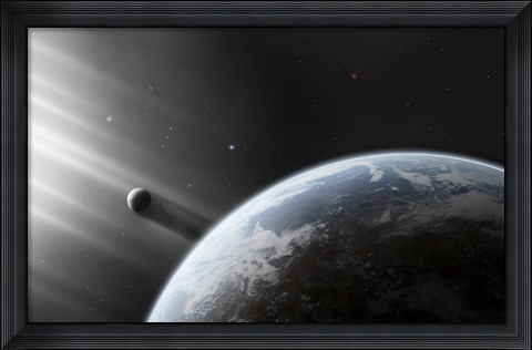 Framed Strange Alien Light Approaches the Earth Print