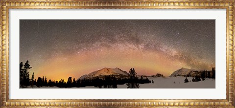 Framed Aurora Borealis and Milky Way over Yukon, Canada Print