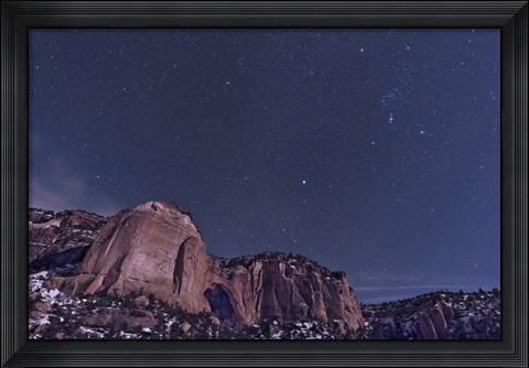 Framed La Ventana arch with the Orion Constellation Rising Above Print
