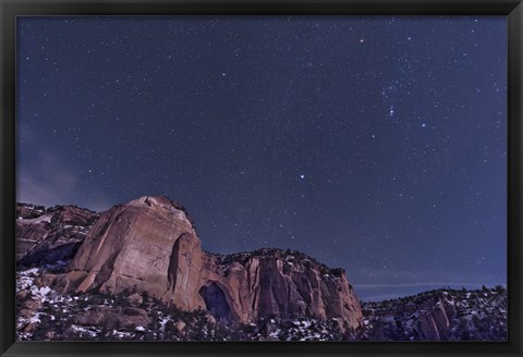 Framed La Ventana arch with the Orion Constellation Rising Above Print