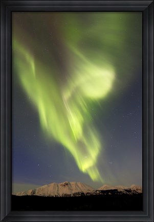 Framed Aurora Borealis over Emerald Lake Print