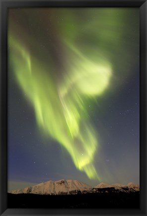 Framed Aurora Borealis over Emerald Lake Print