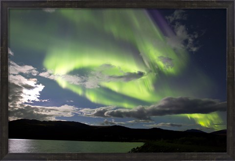 Framed Aurora borealis over Fish Lake, Yukon, Canada Print