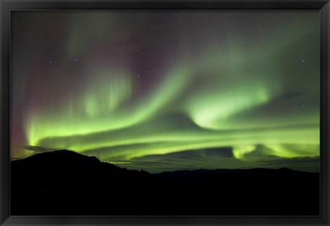 Framed Aurora Borealis over Gray Peak, Whitehorse, Yukon Canada Print